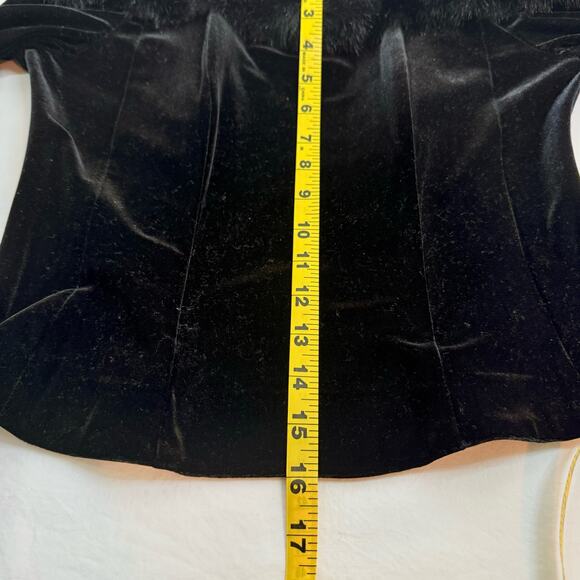 Y2K Velvet Top LP Off the Shoulder Fur Trim Corset Whimsigoth Fairygrunge Preppy - Picture 4 of 9